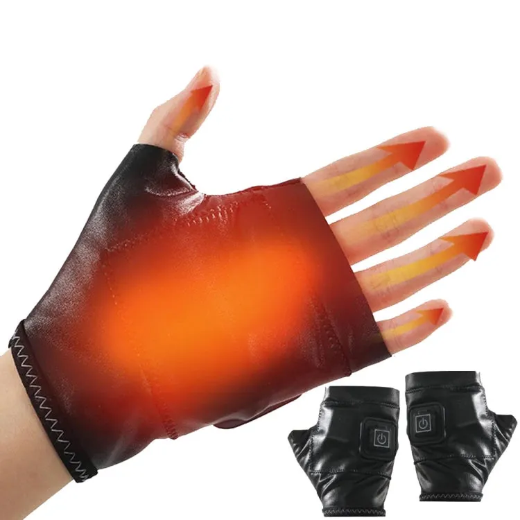 1 Pair Adjustable Temperature Rechargeable Intelligent Electric Heating Gloves Half Finger Gloves, Size: S(Black)