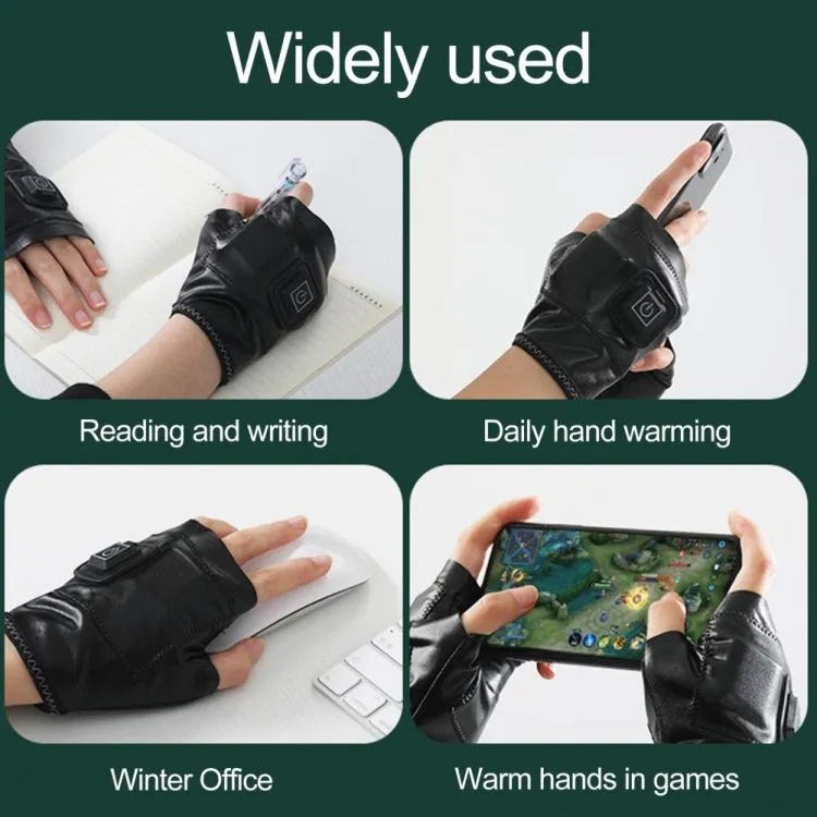 1 Pair Adjustable Temperature Rechargeable Intelligent Electric Heating Gloves Half Finger Gloves, Size: S(Black)