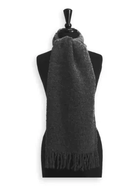 100% Baby Alpaca Boucle Scarf - Medium Grey