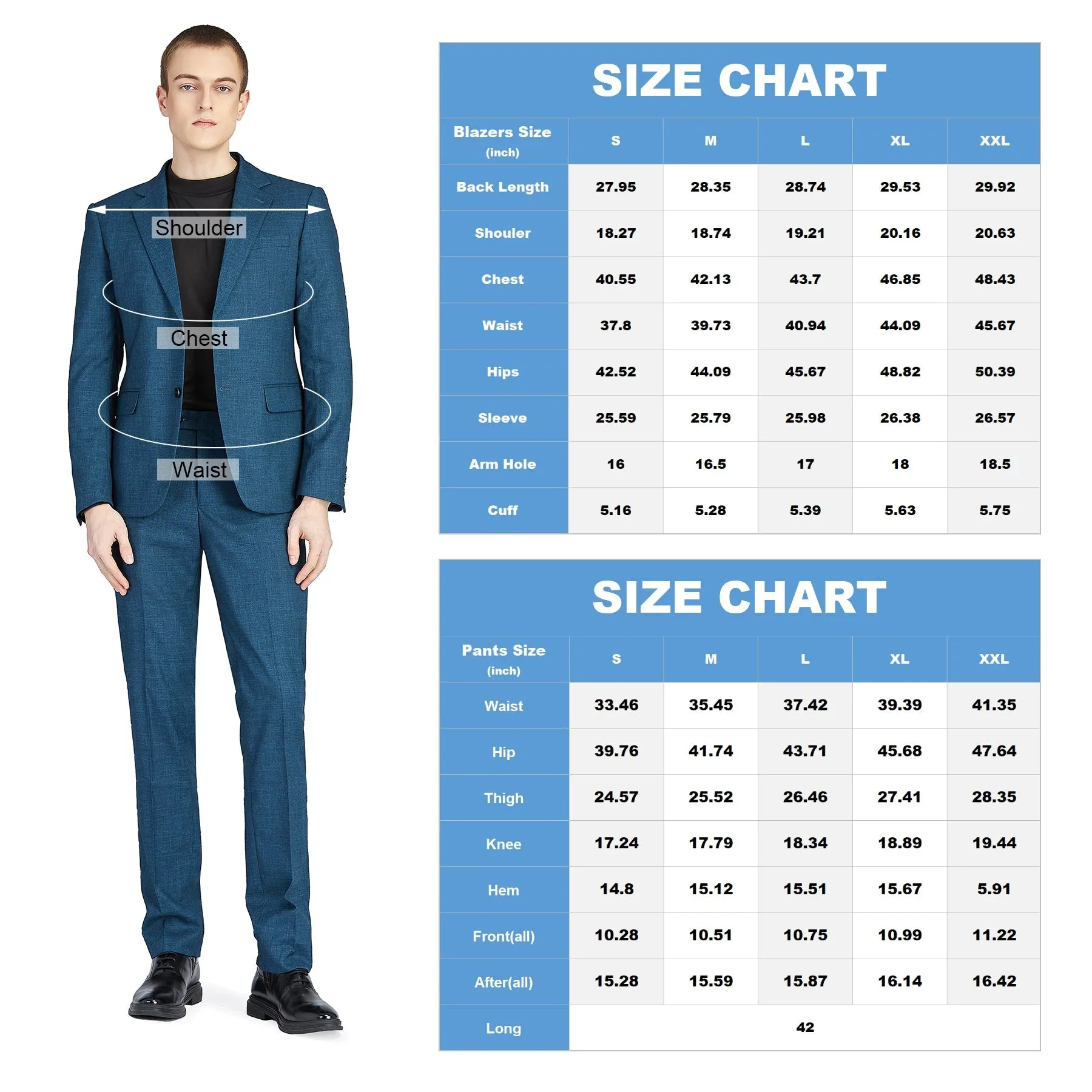 1PA1 Men's 2023 Premium Fall Suit 2 Pieces Slim Fit Set