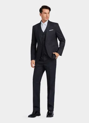 1PA1 Men's 3 Pieces Slim Fit Plaid Vested Suit, Wedding Tuxedo - One Buttons Jacket, Vest & Pants