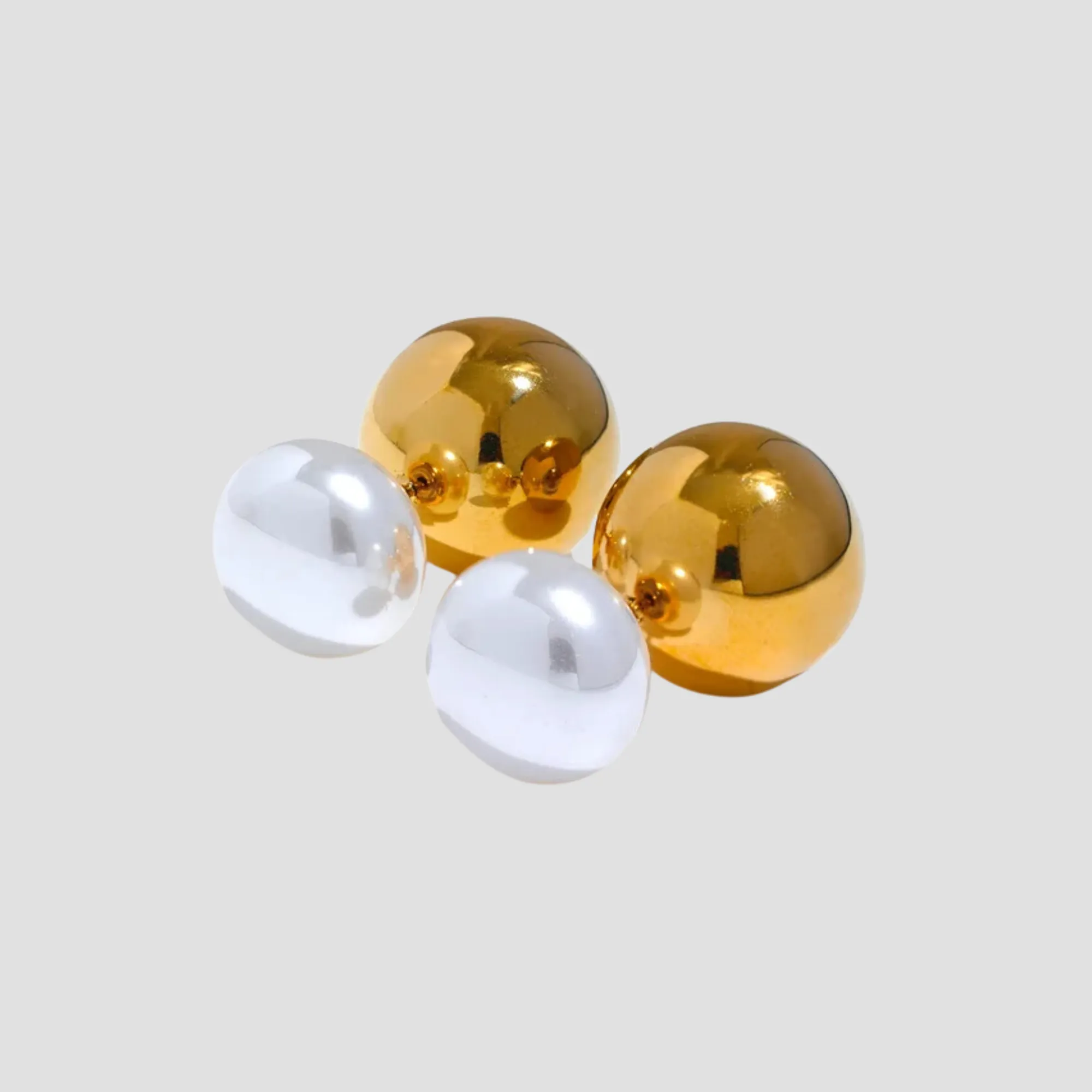 2-in-1 Pearl Stud 18k Gold Earrings