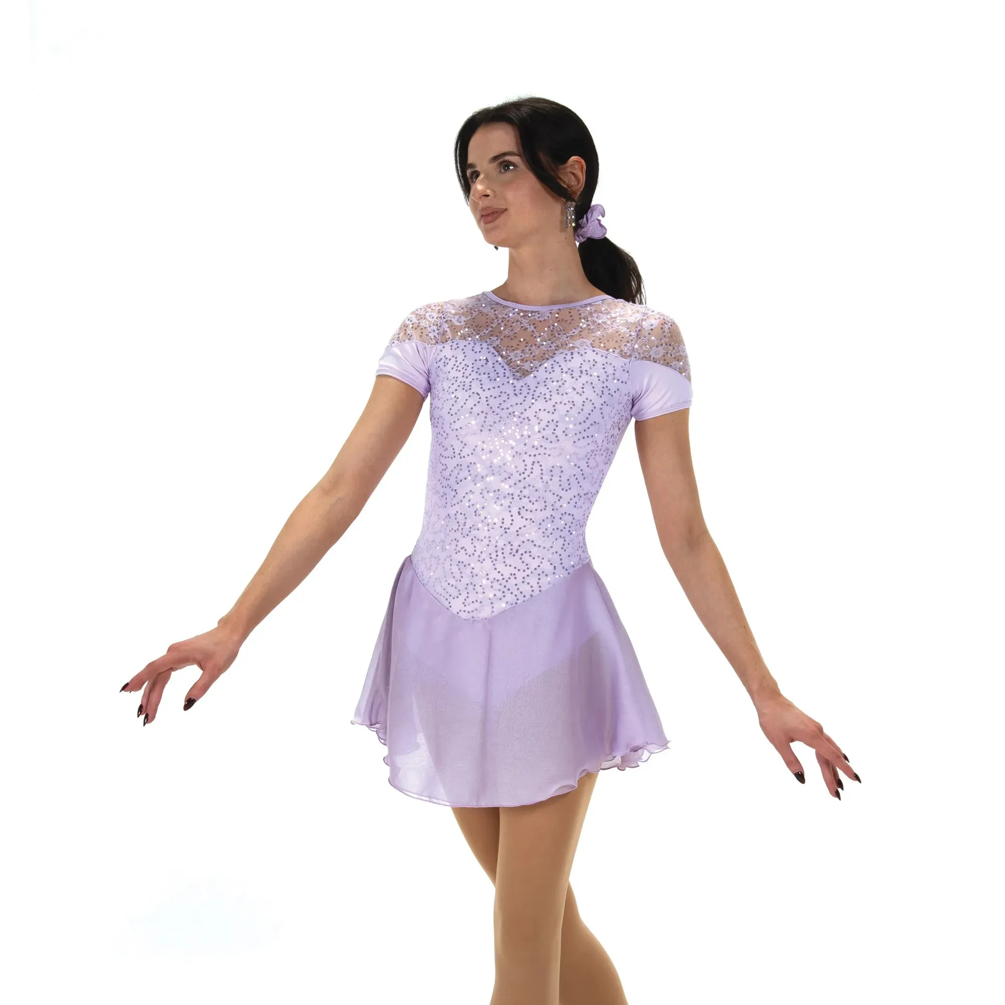 528 Figure Skating Softly Sequins Dress - Light Lilac or Soft Yellow