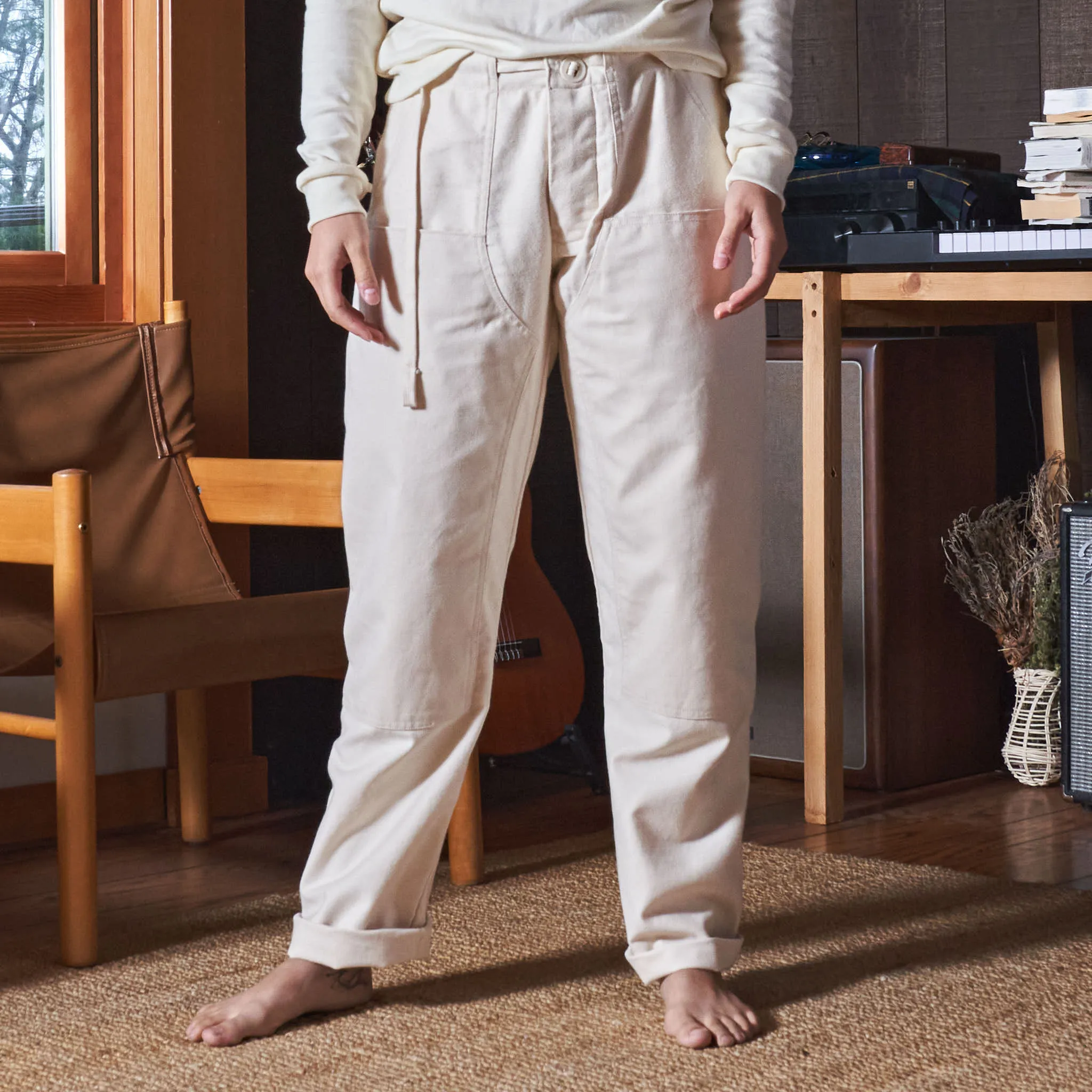 8-Pocket Drawstring Maker Pants, Undyed Organic Cotton Twill   Canvas