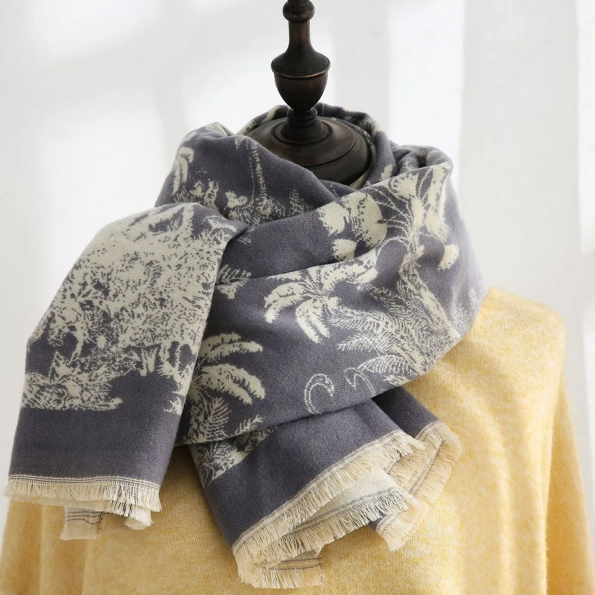 Accity Warm Faux Cashmere Printed Scarf