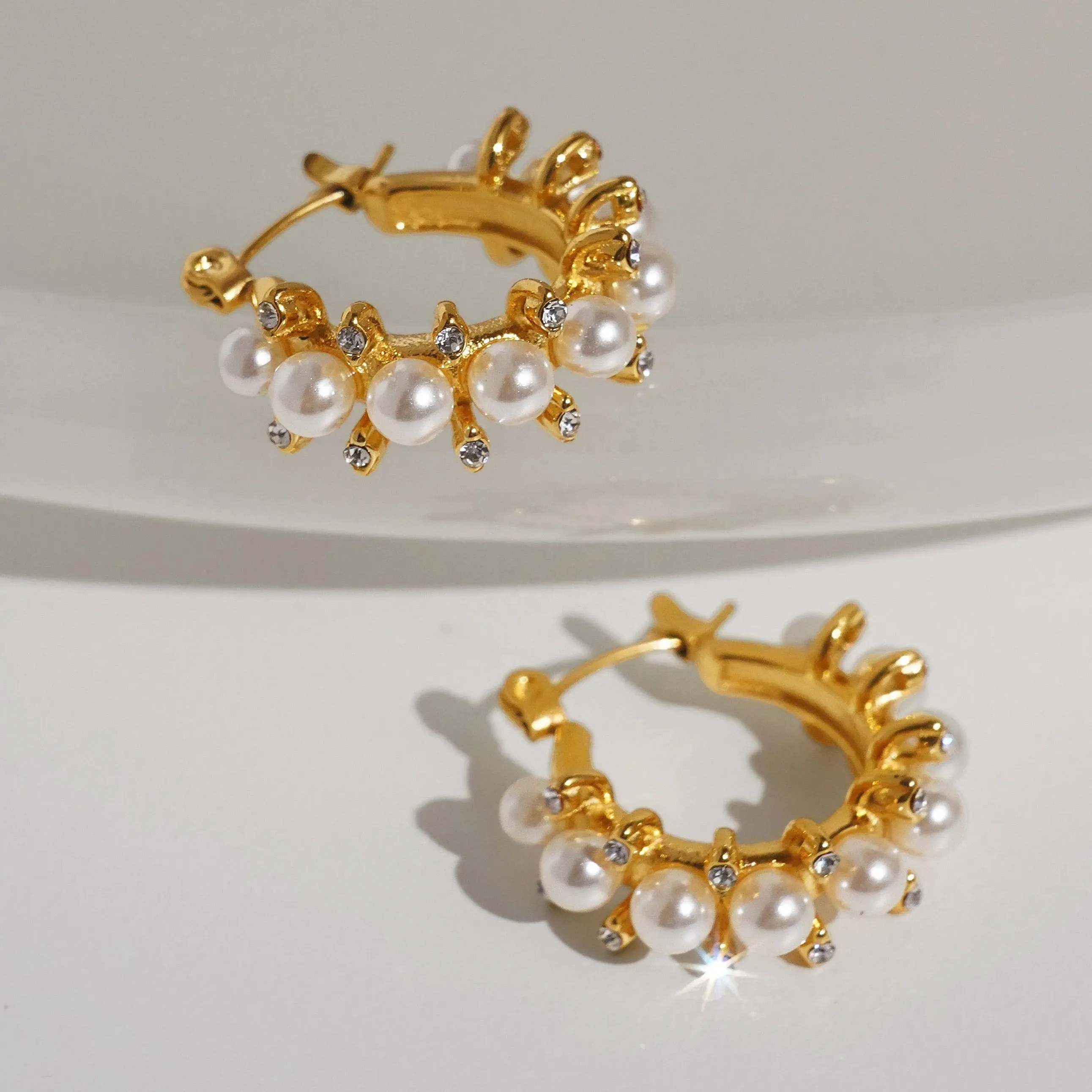 Adorned Pearl Hoop Earrings