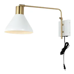 Agnes 20.5" Swing Arm Modern Midcentury Iron USB Charging Port LED Sconce