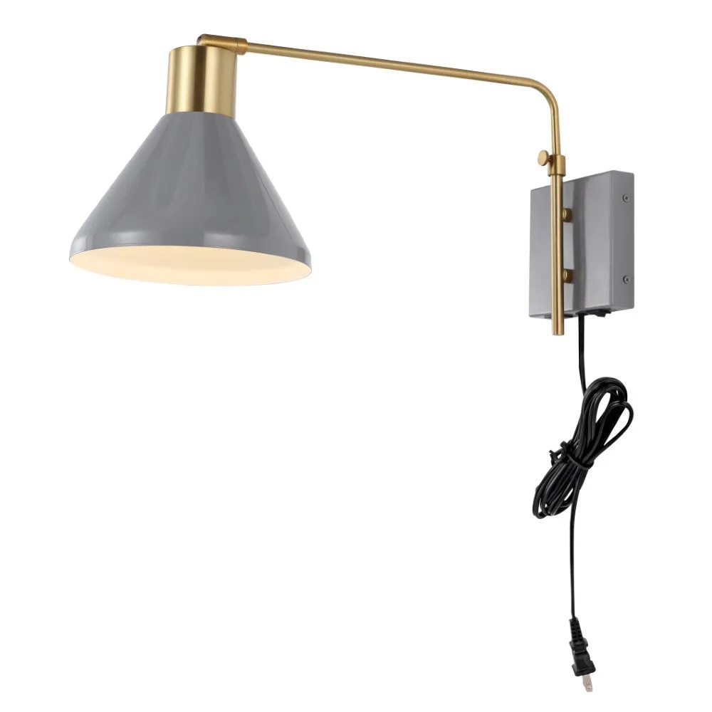 Agnes 20.5" Swing Arm Modern Midcentury Iron USB Charging Port LED Sconce