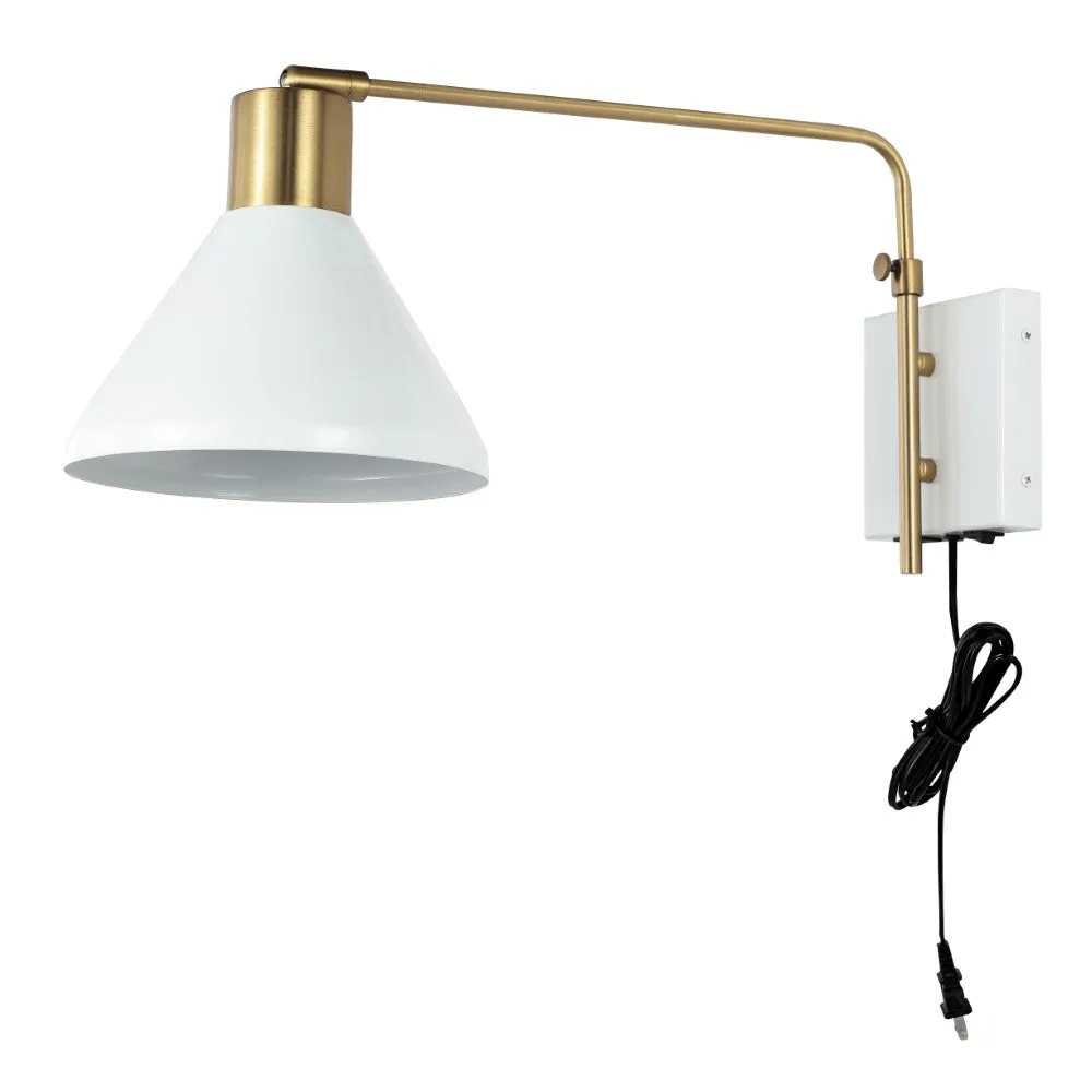 Agnes 20.5" Swing Arm Modern Midcentury Iron USB Charging Port LED Sconce