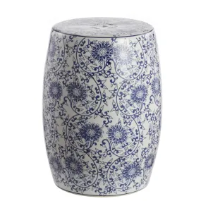 Alfi Blossom 17.5" Chinoiserie Ceramic Drum Garden Stool