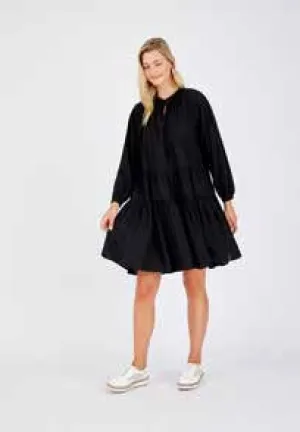 Amelia Dress in Black Dobby