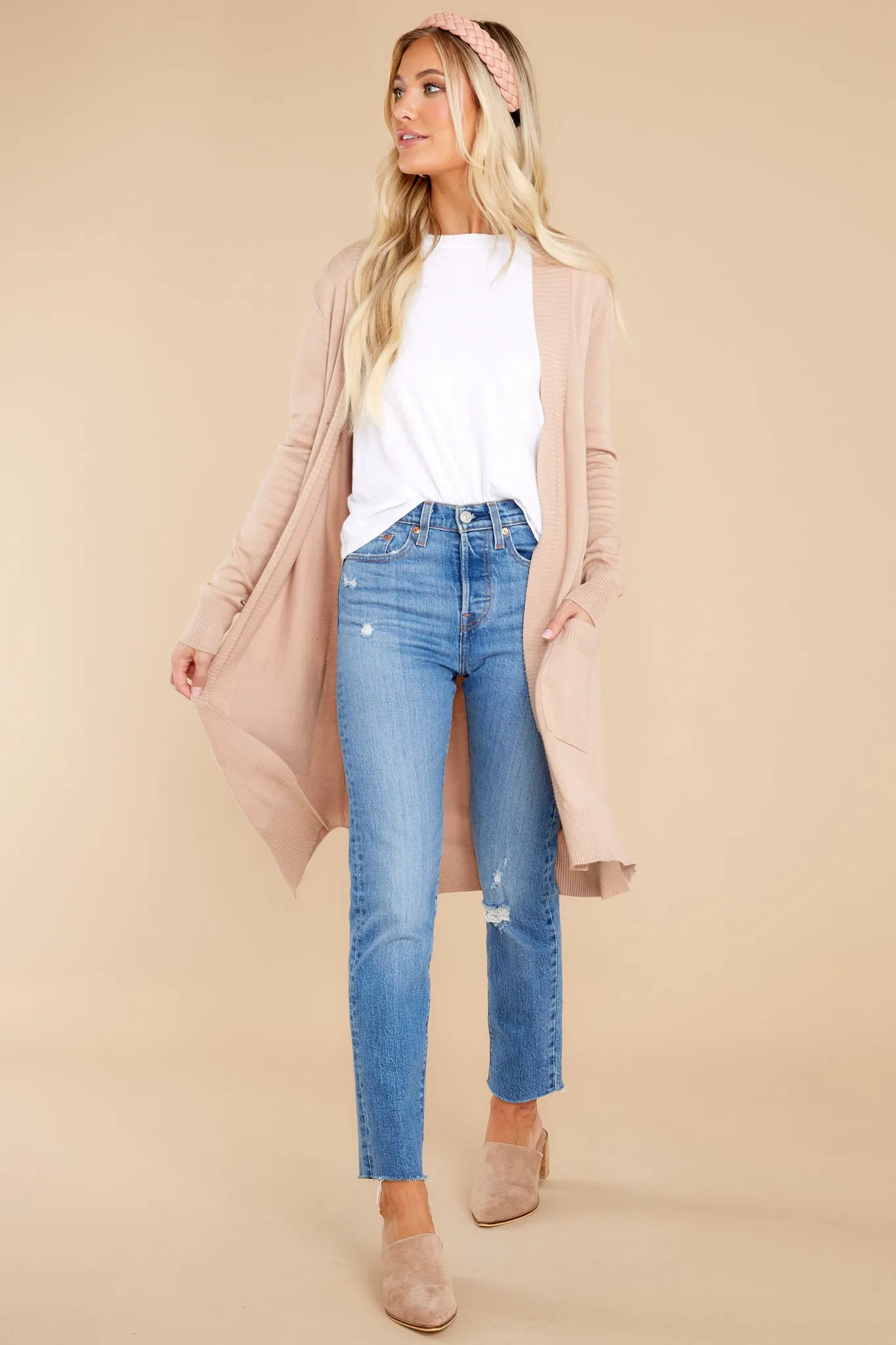 Anticipating This Moment Taupe Cardigan