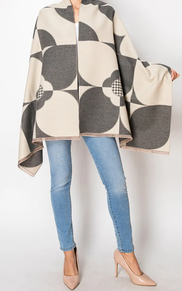 AS509 WOVEN ABSTRACT PATTERN OVERSIZED SCARF