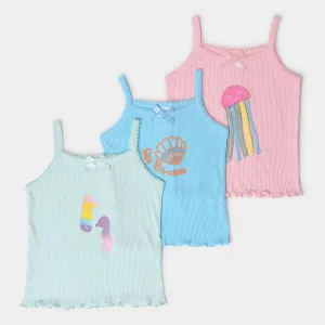 Baby Girl Vest With Sea Animals Print (Pack of 3)