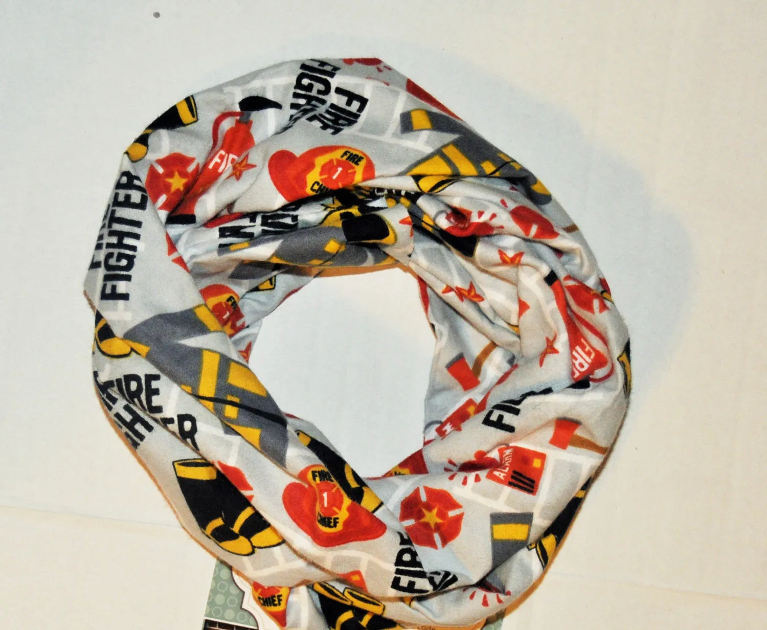 Baby/Toddler/Child infinity scarf, fire fighter scarf, fire fighter infinity  soft baby scarf, trendy baby scarf, baby/child/toddler scarf