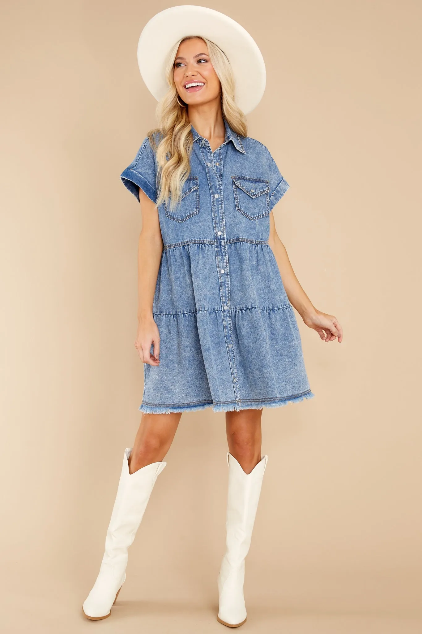 Back Road Drives Denim Dress