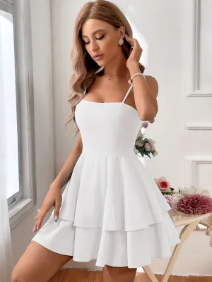 Backless Bow Knot Strap Short Skirt Sexy Sling Dress