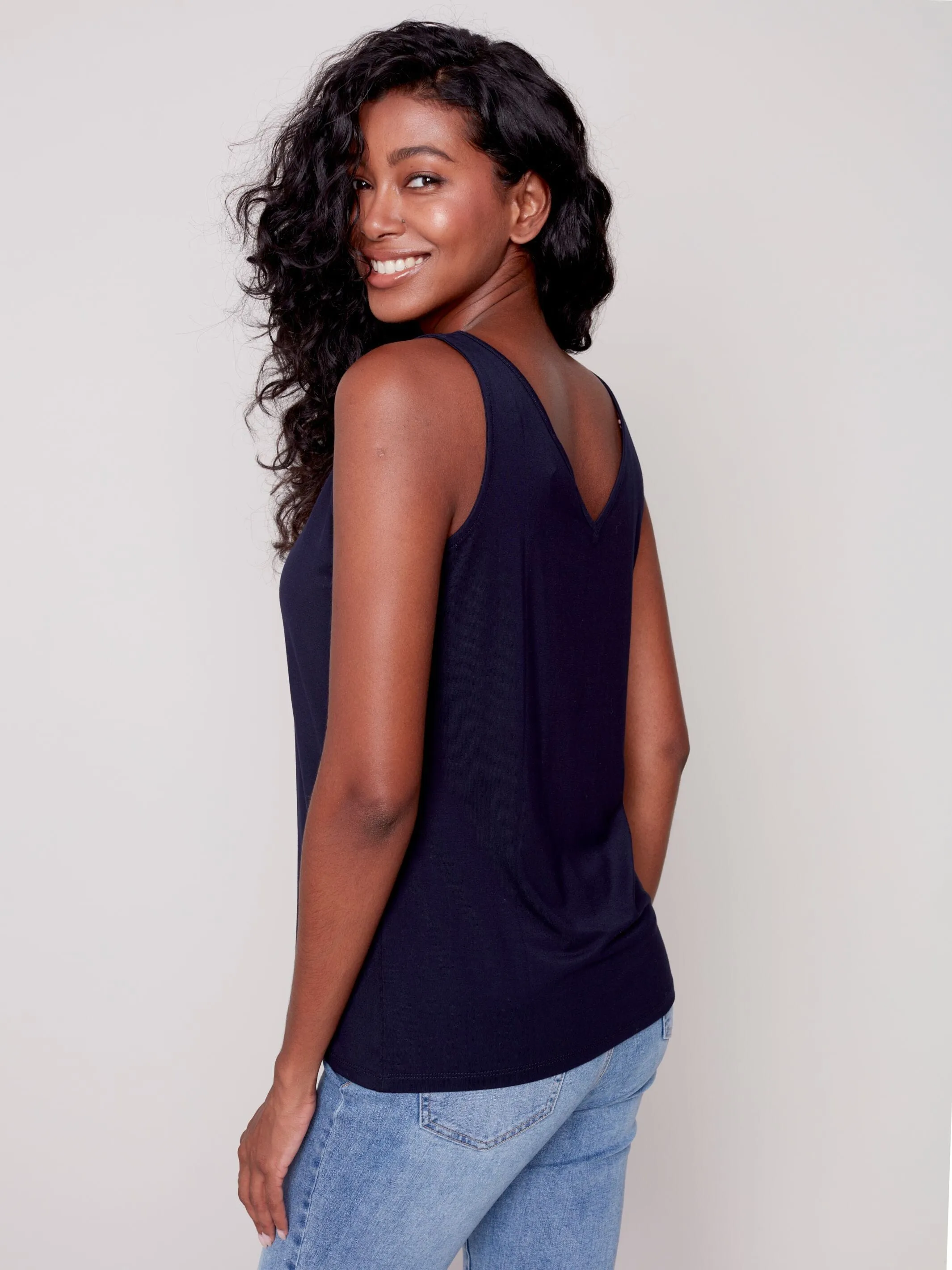 BASIC REVERSIBLE NAVY CAMISOLE