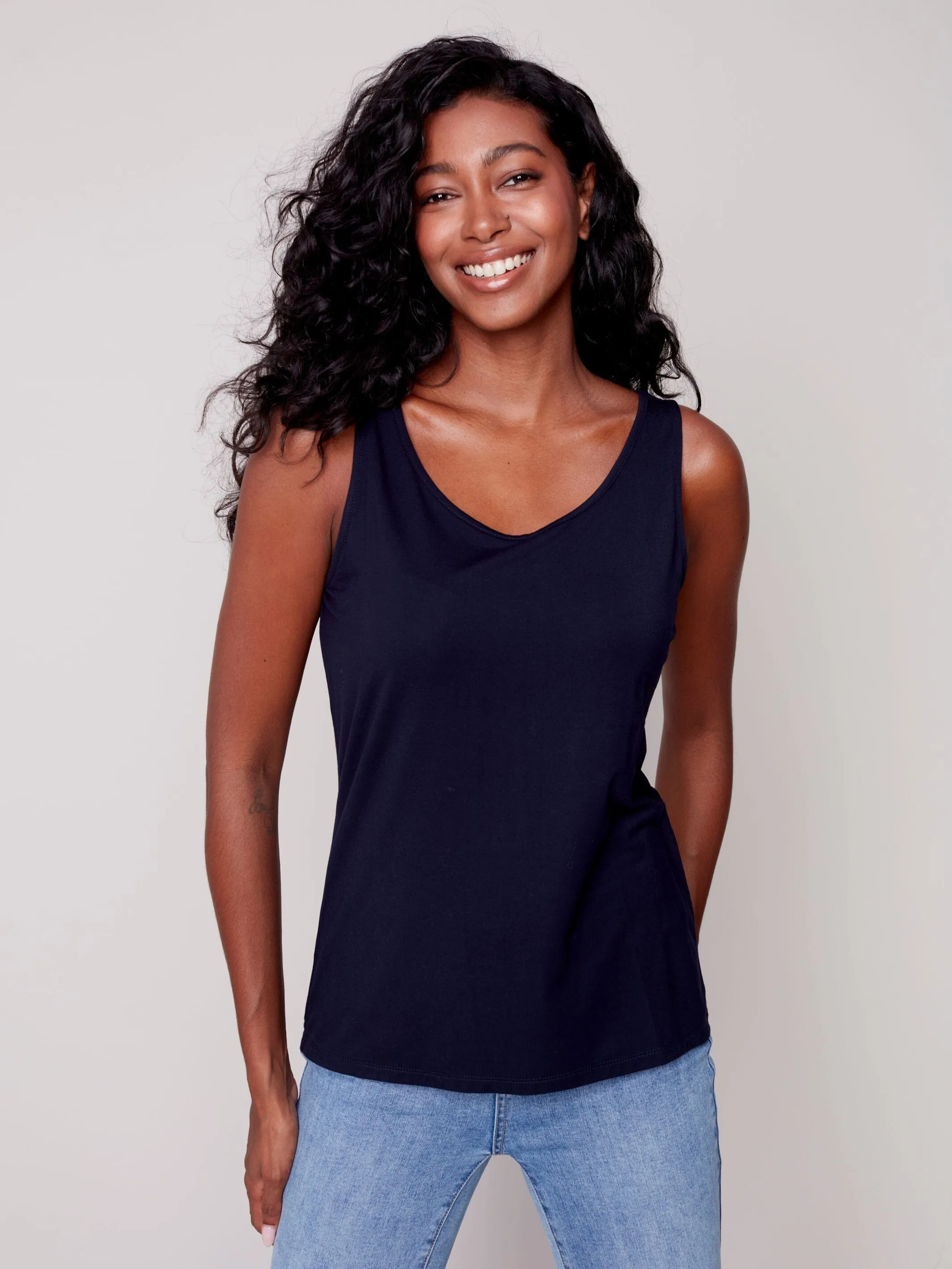 BASIC REVERSIBLE NAVY CAMISOLE