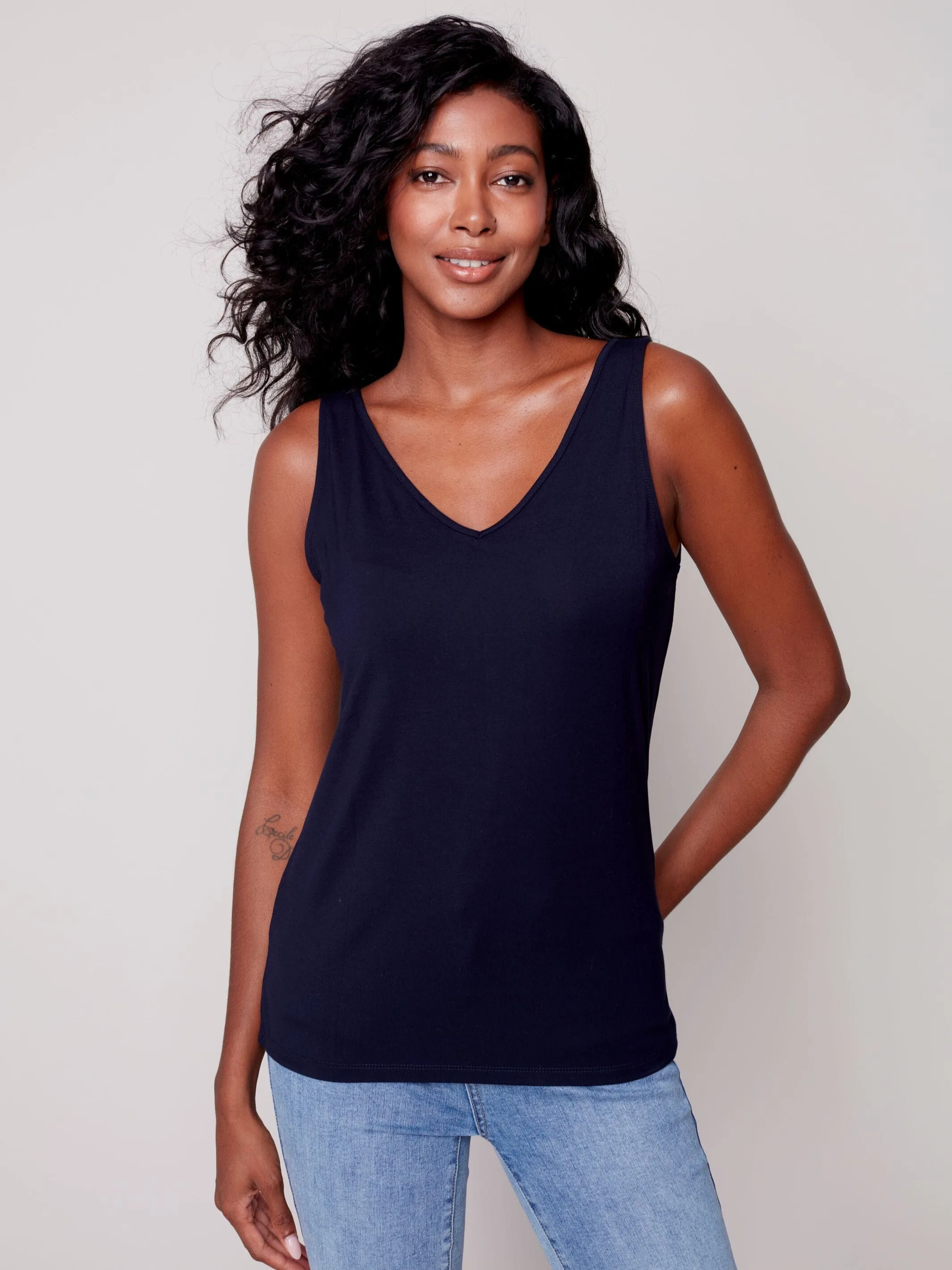 BASIC REVERSIBLE NAVY CAMISOLE