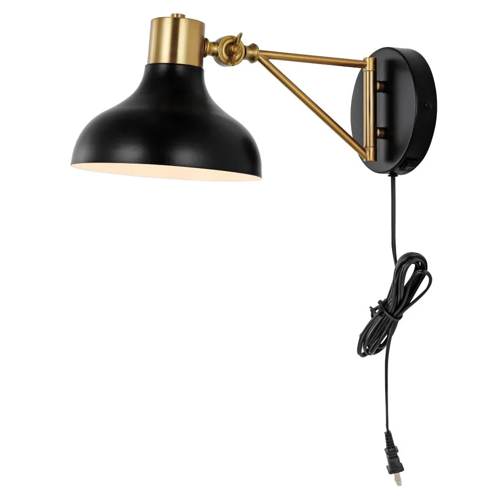 Betty 15" Swing Arm Modern Midcentury Iron USB Charging Port LED Sconce