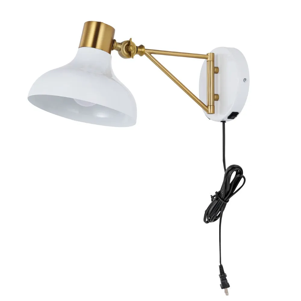 Betty 15" Swing Arm Modern Midcentury Iron USB Charging Port LED Sconce