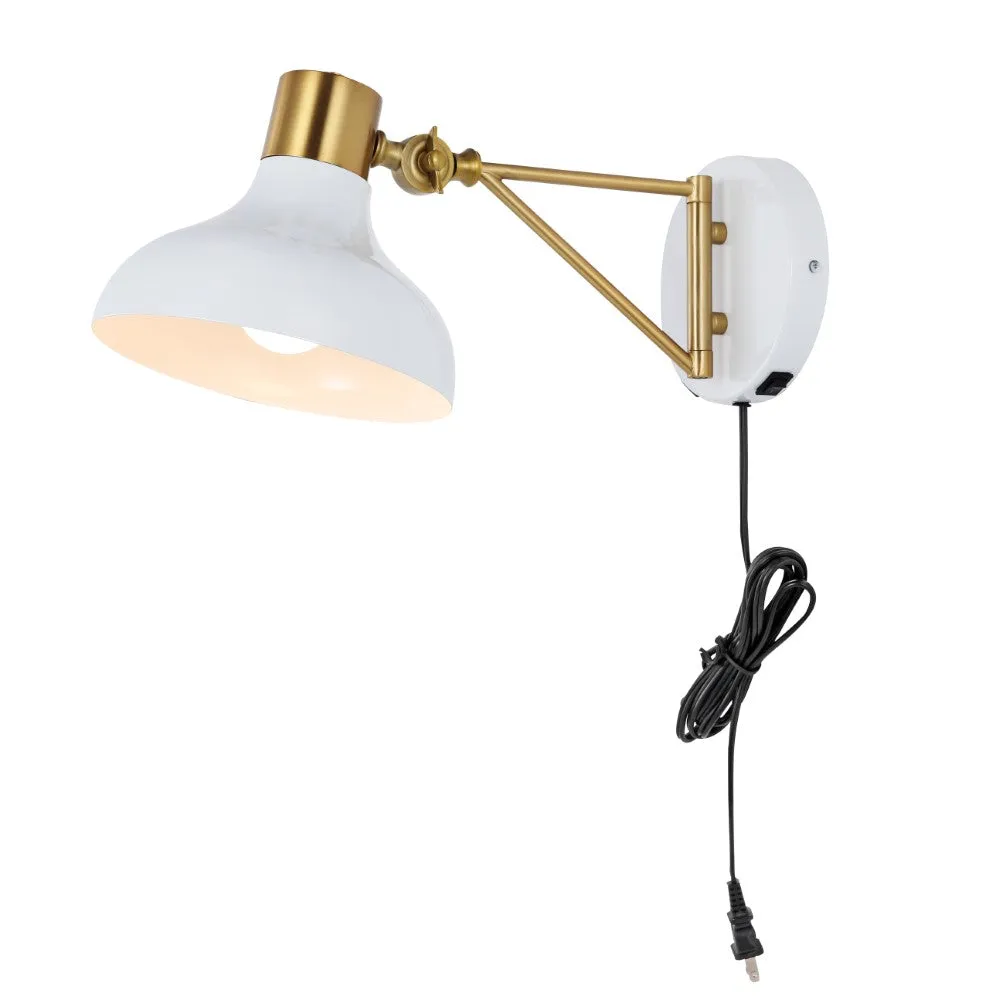 Betty 15" Swing Arm Modern Midcentury Iron USB Charging Port LED Sconce