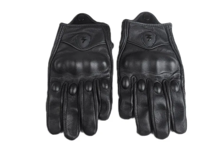 Black Leather Riding Gloves