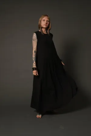 Black Oversized Maxi Dress with Pockets