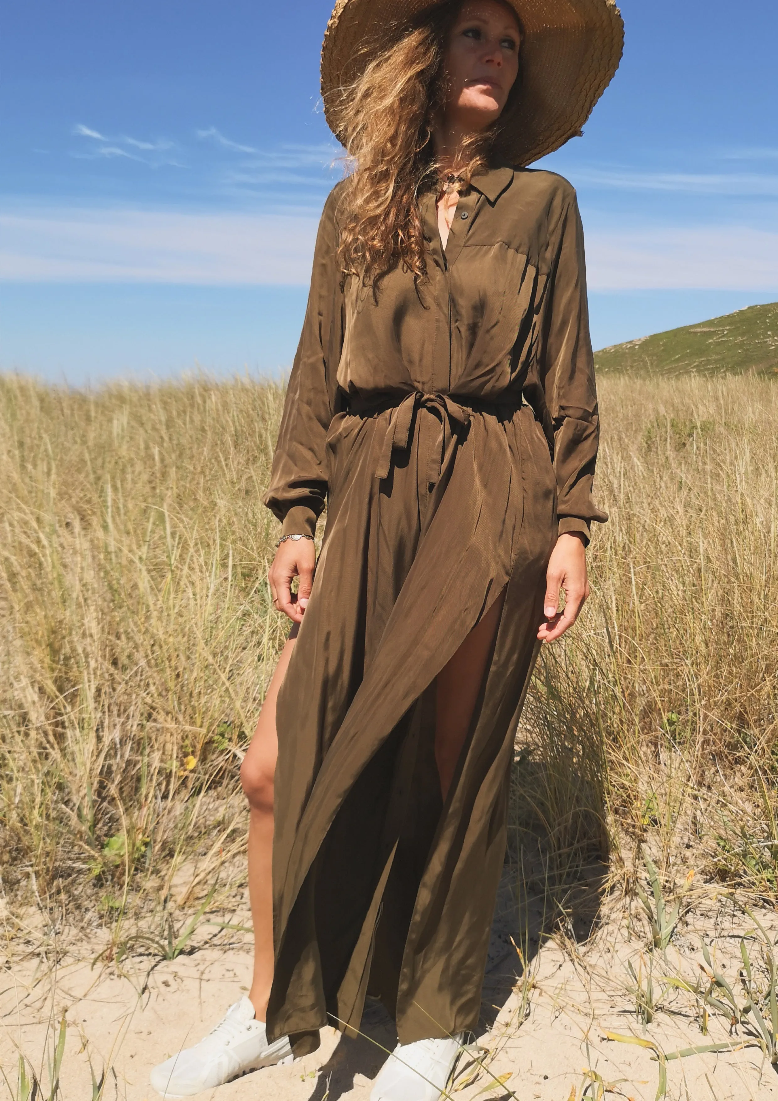 BLOUSE/DRESS - SILKY CUPRO khaki