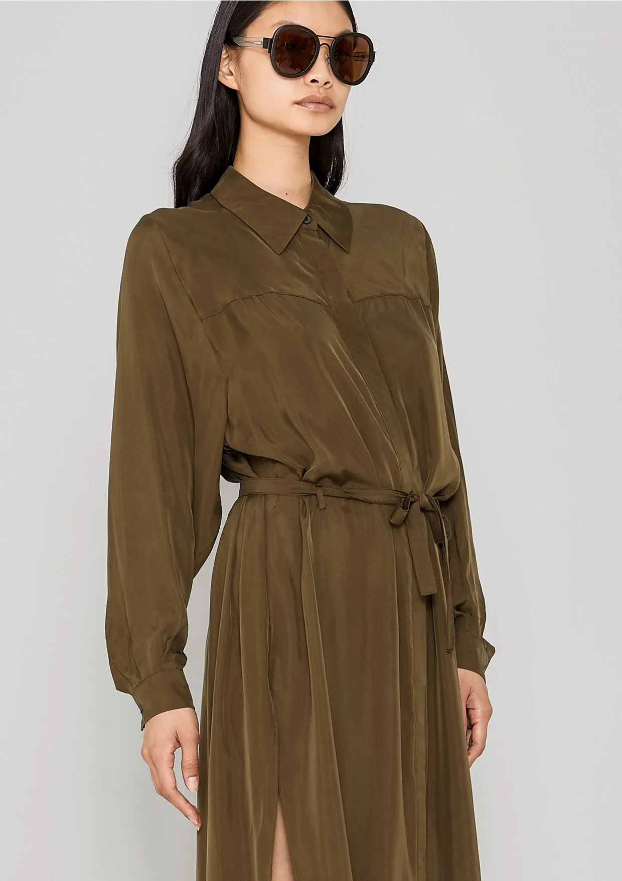 BLOUSE/DRESS - SILKY CUPRO khaki