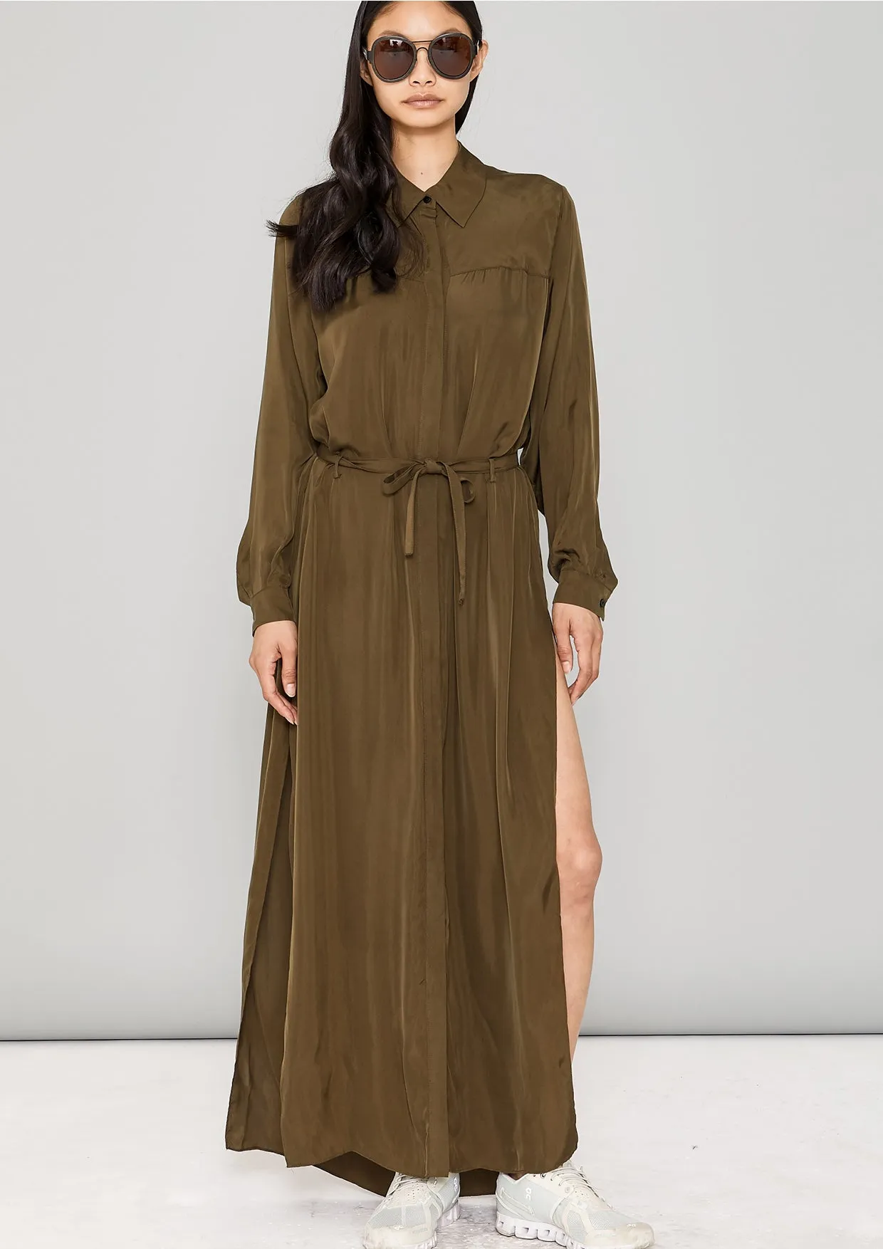 BLOUSE/DRESS - SILKY CUPRO khaki