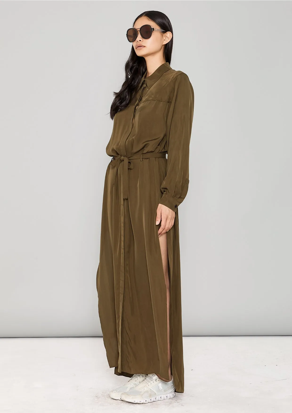 BLOUSE/DRESS - SILKY CUPRO khaki