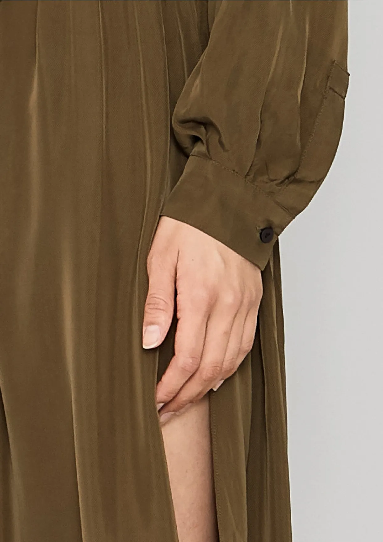 BLOUSE/DRESS - SILKY CUPRO khaki