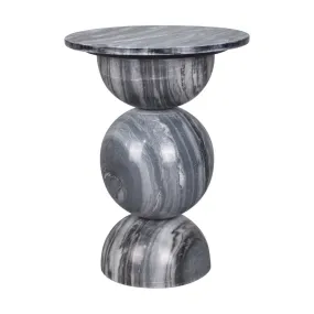 Boho 14" Modern Natural Marble Handmade Stacked Round Pedestal End Table