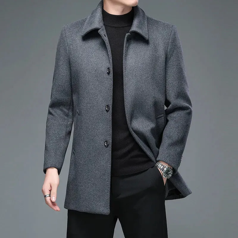 Bonsir High Quality Mens Winter Jackets and Coats Business Casual Woolen Jackets Coats Long Overcoat Men Turn Down Collar Wool Blends