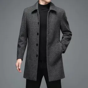 Bonsir High Quality Mens Winter Jackets and Coats Business Casual Woolen Jackets Coats Long Overcoat Men Turn Down Collar Wool Blends