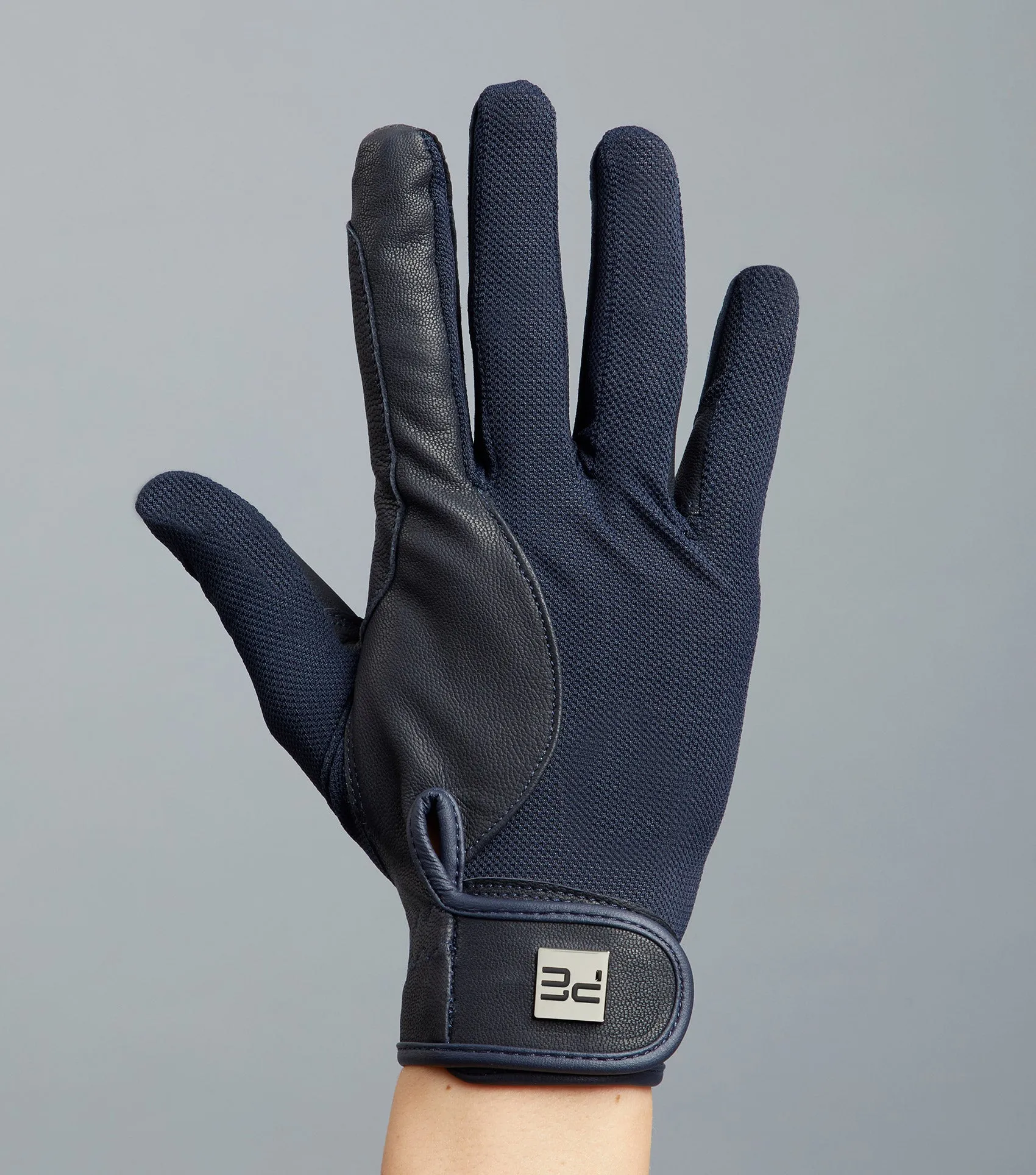 Bordoni Leather Mesh Riding Gloves Navy