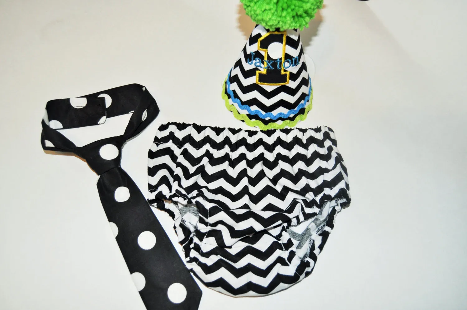 boy black and white chevron cake smash outfit, black polka dot cake smash boys birthday, polka dot tie, boys first birthday outfit,