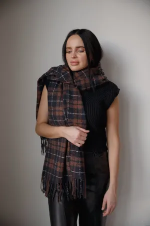 Brown Multicolor Plaid Scarf