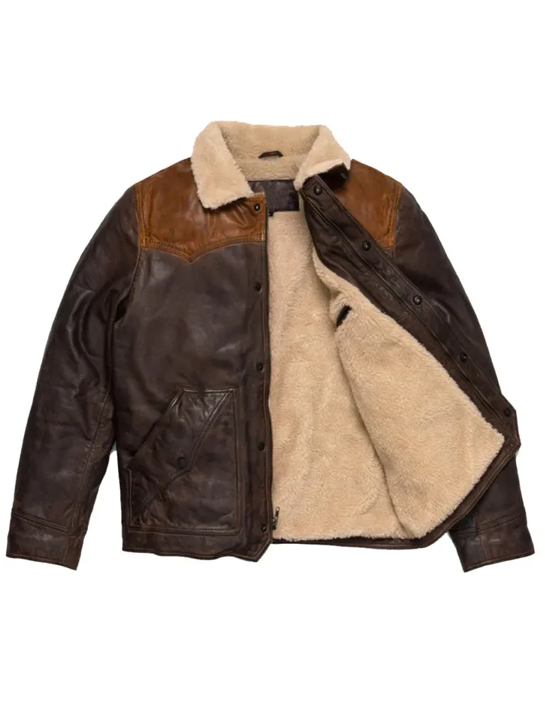 Brown Sherpa Genuine Leather Jacket