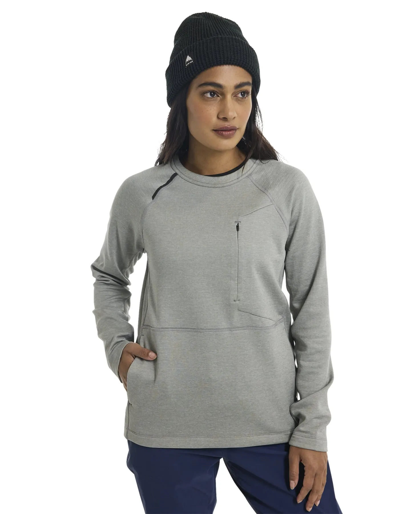 Burton Women's Multipath Grid Crewneck Fleece - Sharkskin