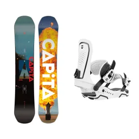 Capita Men's Defenders Of Awesome Snowboard 2025   Union Men's Force Snowboard Bindings (White) Package