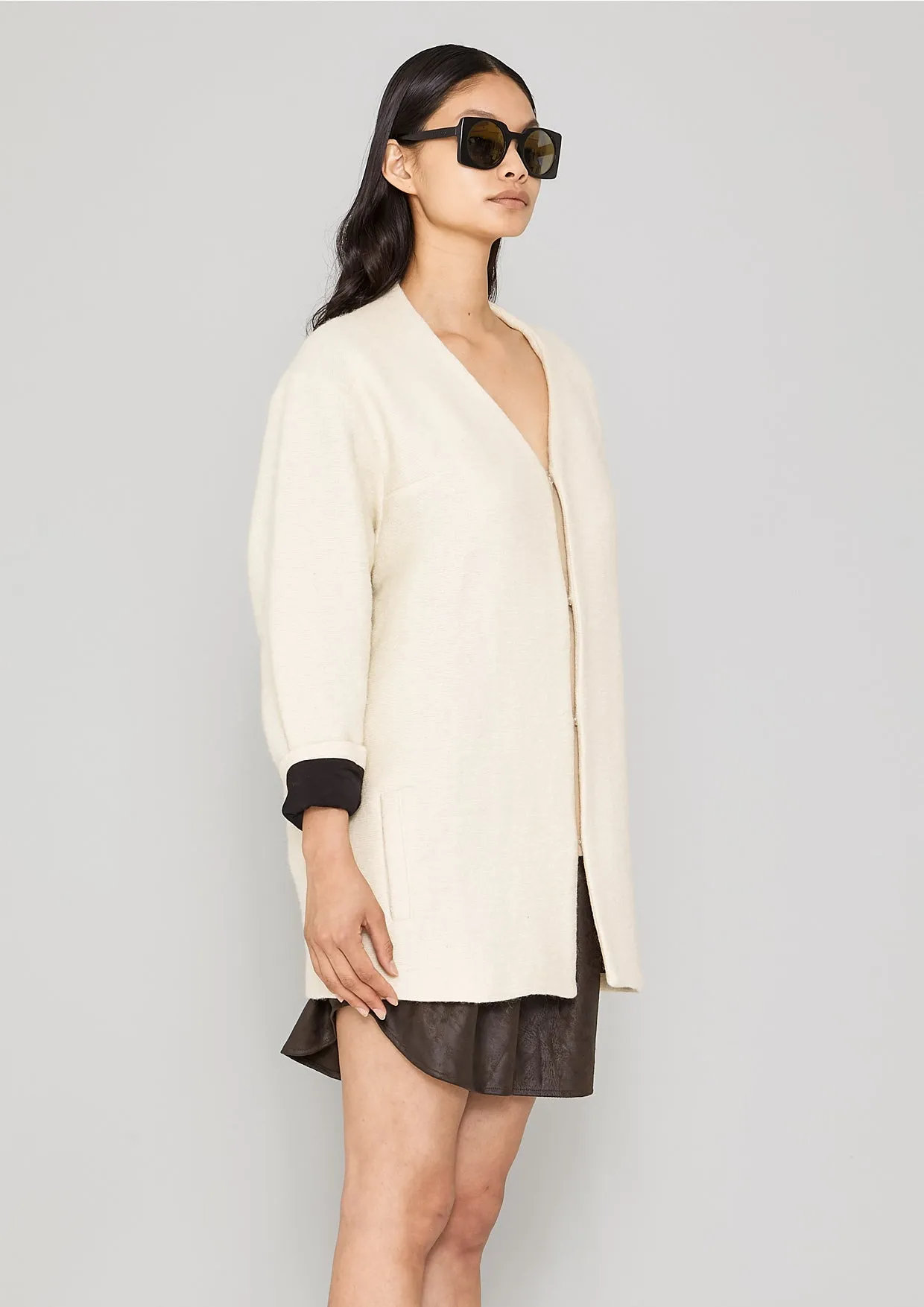 CARDIGAN - WOOL BLEND ivory