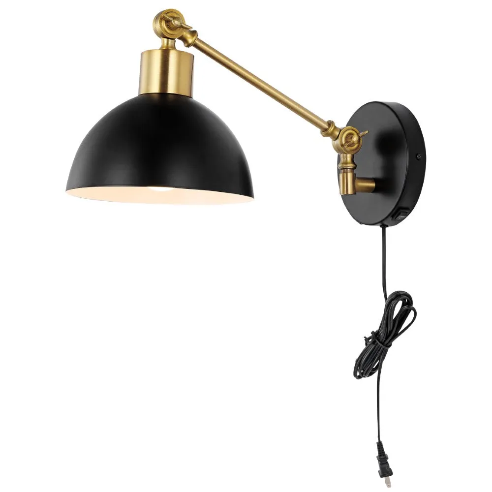 Casey 18" Swing Arm Modern Midcentury Iron USB Charging Port LED Sconce