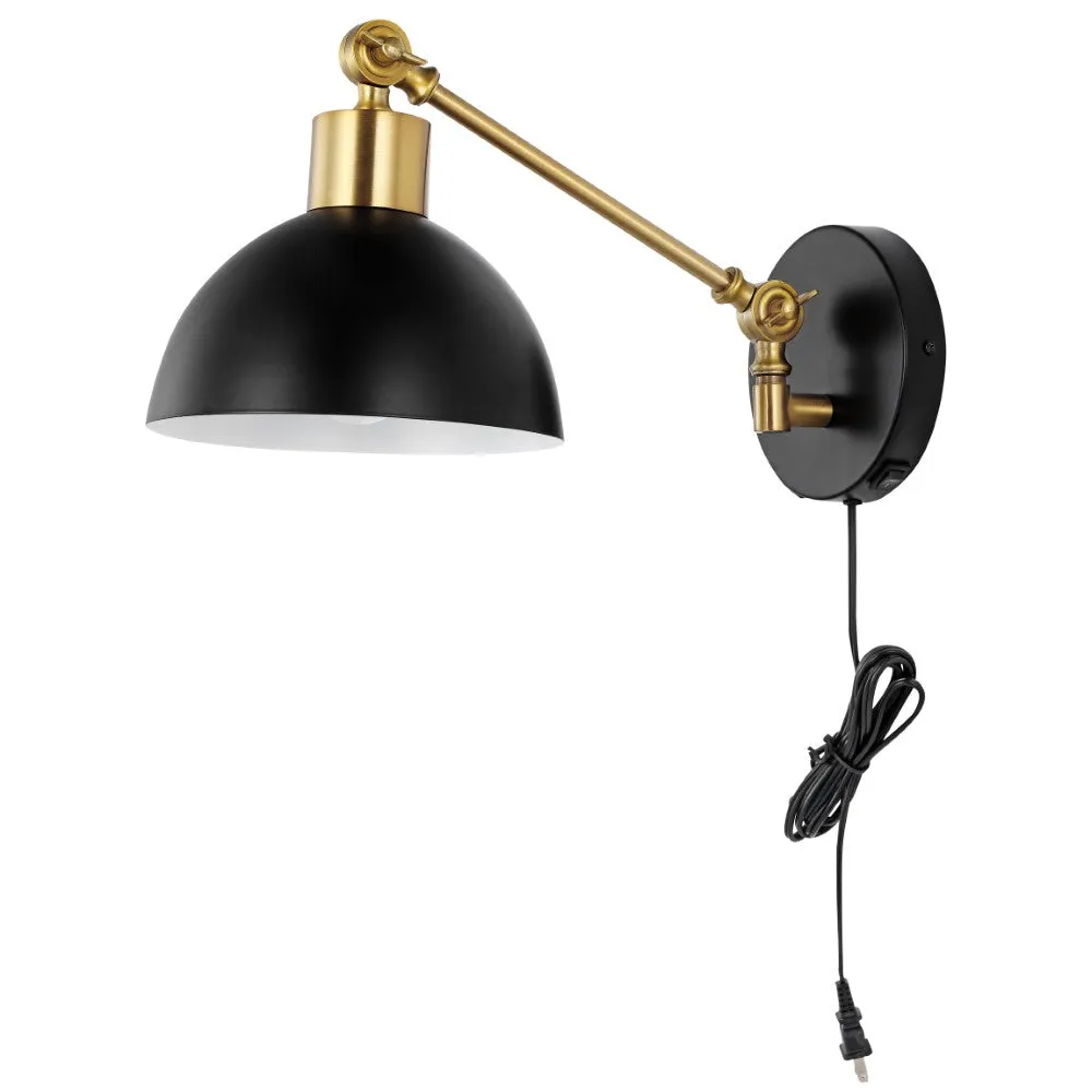 Casey 18" Swing Arm Modern Midcentury Iron USB Charging Port LED Sconce