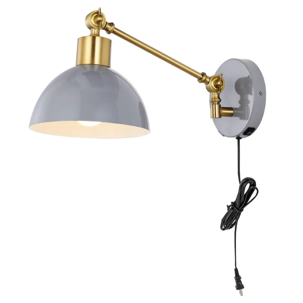 Casey 18" Swing Arm Modern Midcentury Iron USB Charging Port LED Sconce