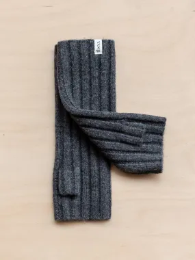 Cashmere and merino wrist warmers in charcoal melange