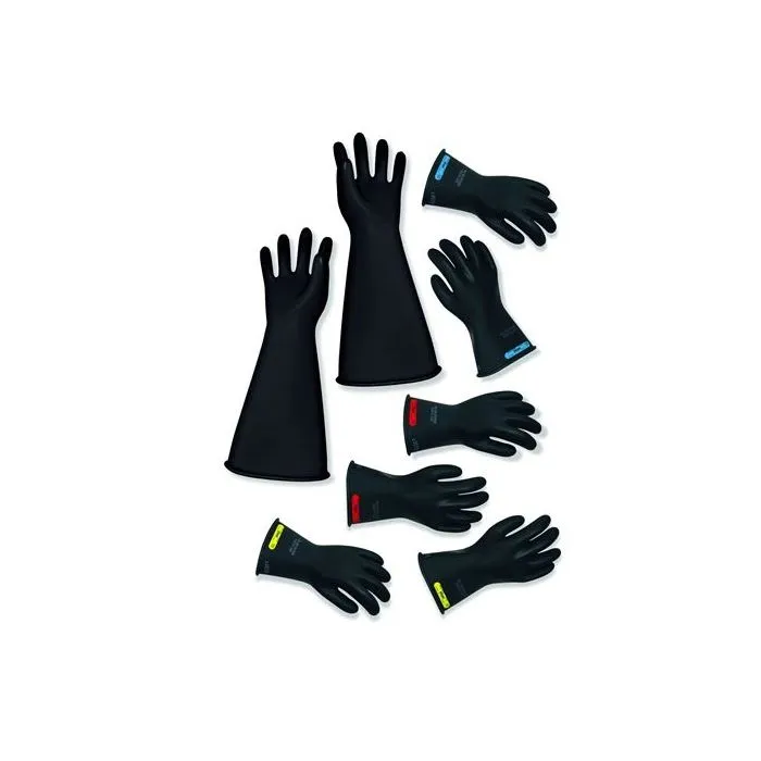 Chicago Protective Apparel LRIG-00-14-8-B Class 00 14" Insulated Rubber Gloves, Black, Size 8, 1 Pair