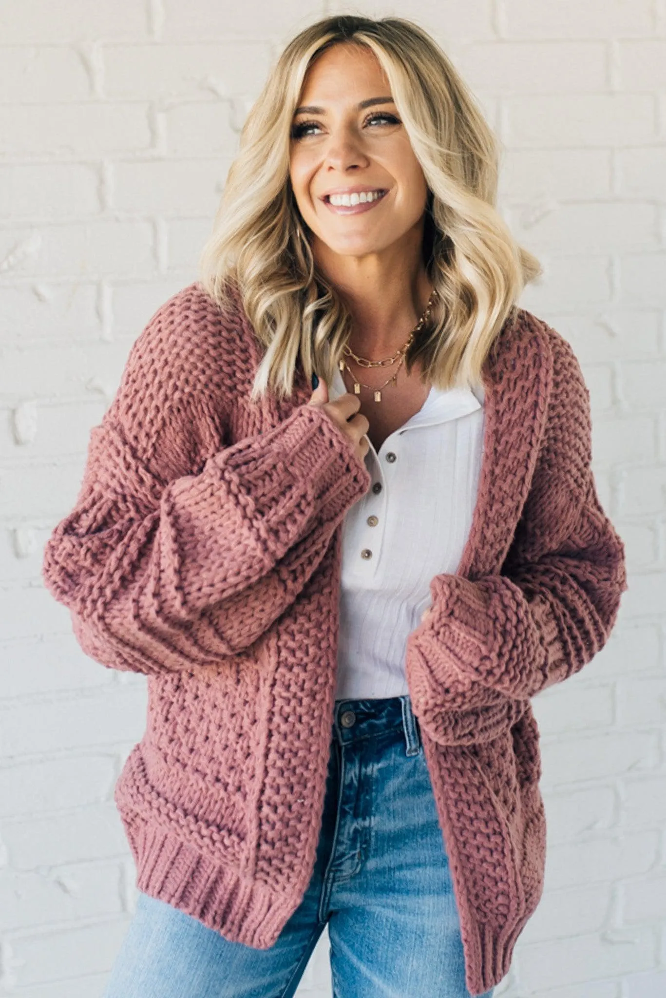 Chunky Mix Weave Cardigan